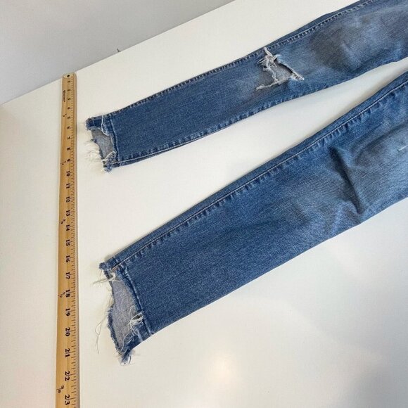 Madewell Womens 10" High Rise Skinny Jeans Blue 24 Step Hem Edition Distressed - Picture 12 of 13